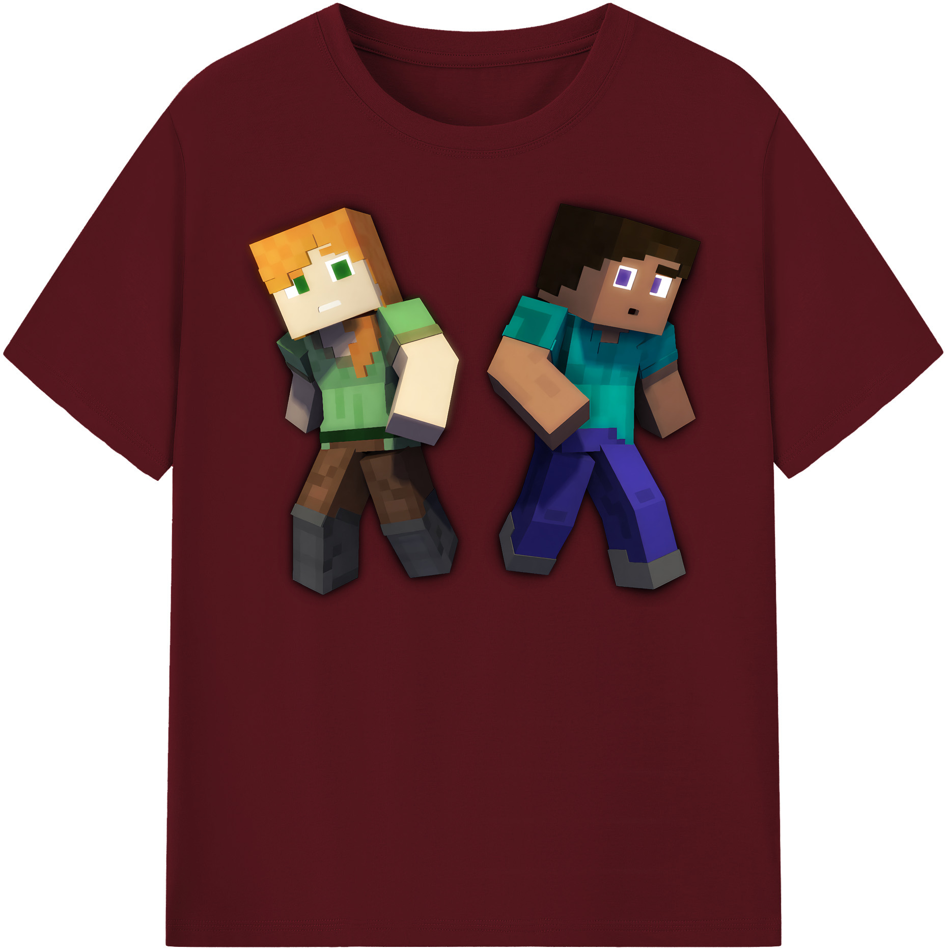（画像用） マインクラフト ブロックの世界 Minecraft MC Block world 綿100％半袖Tシャツ（フロントプリント）